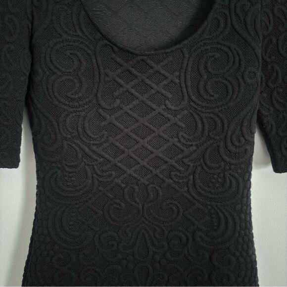 Black Anthropologie Deletta Athlone Quilted Jacquard Puff Sleeve Scoop Top- Xs - Picture 4 of 5